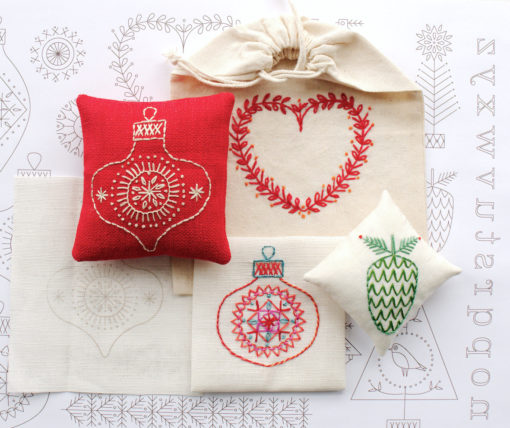 Iron on embroidery transfer for Christmas motifs